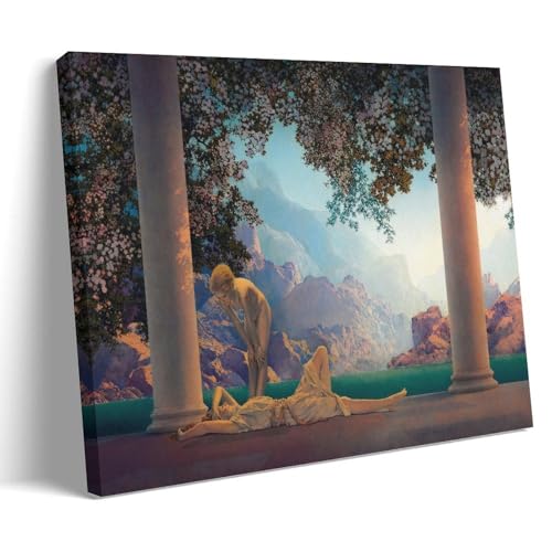Œuvre d'art Maxfield Parrish Aube 1922 sur toile premium 16x24
