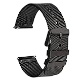 WOCCI 22mm Metall Uhrenarmband für Herren und Damen, 316L Edelstahl Mesh, Schnellverschluss (Schwarz)