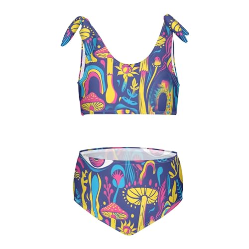 Girls' Bikini Set, Psychedelic Mushroom and Eye Kids Swimsuit 2 Pcs Beach Bathing Suit