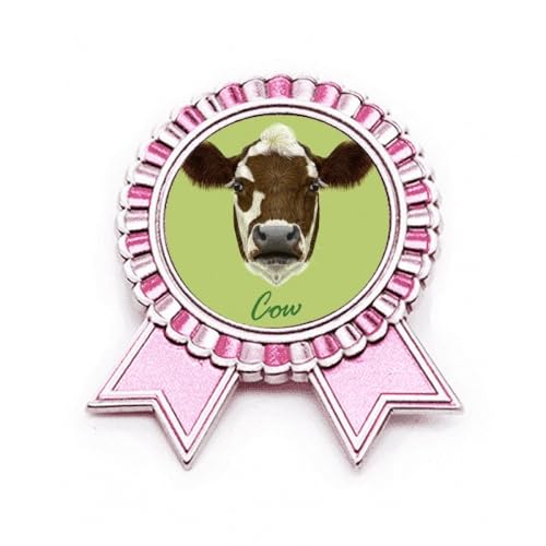 Broche vache laitière marron et blanc Rose en métal taille M pour accessoire de mode