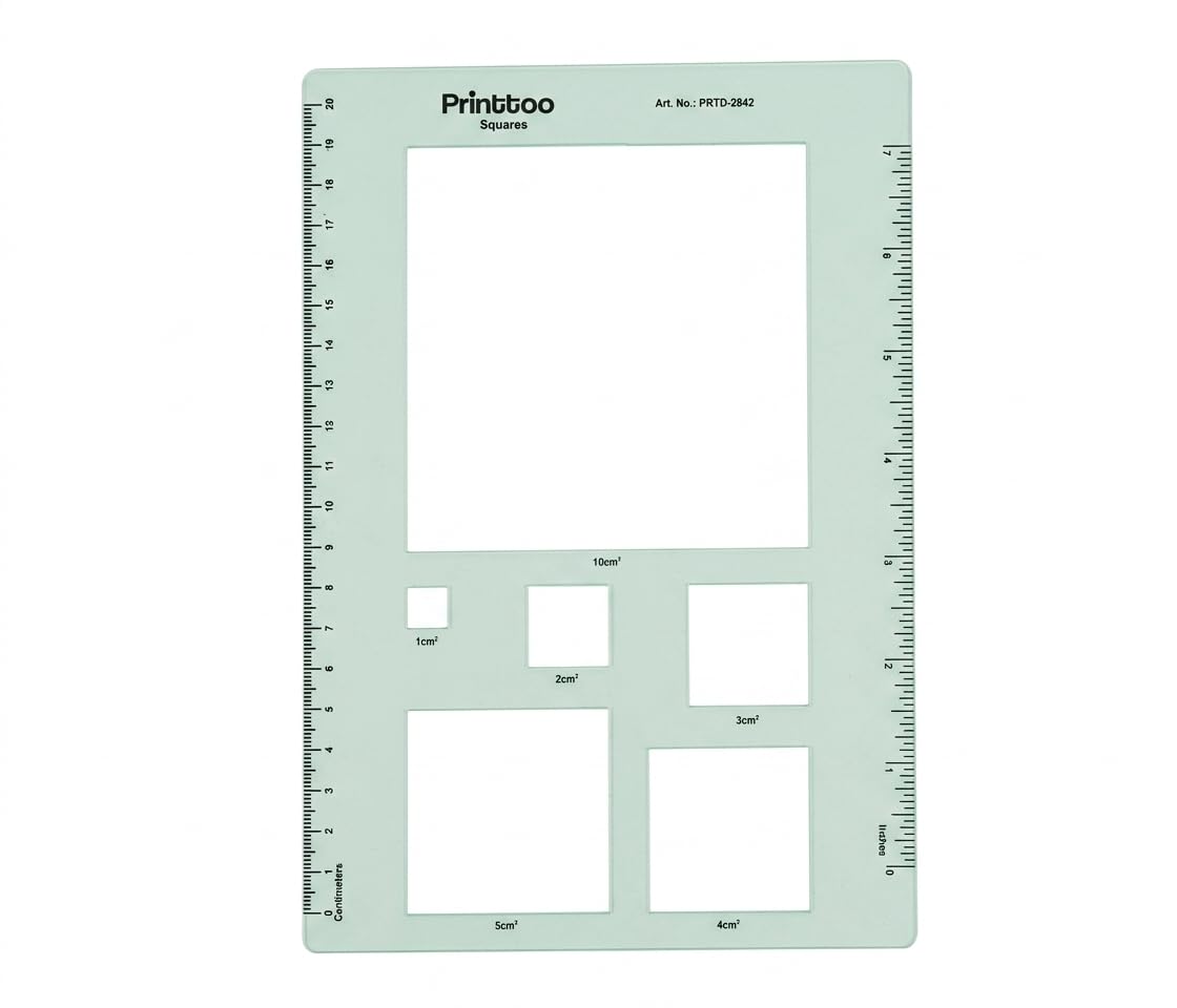 Plantilla geométrica cuadrada Printtoo de 2 mm para dibujo técnico escolar y universitario