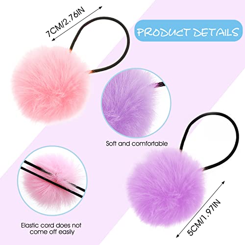 16Pcs Pom Pom Hair Ties Elastic Hair Ties Fluffy Hair Ties For Toddler Girls Pom Pom Hair Band For Baby Pigtail Ponytail Holders Hair Accessories #TOP1