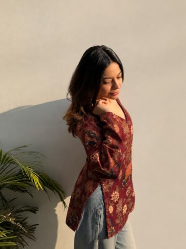Image of ANNI Designer Cotton Short Kurti for Women | Stylish Kurti | Short Kurti Top | Casual Kurta for Women | Comfortable Cotton Kurtis for Womens