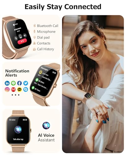 Image of Smart Watch for Women with Blood Pressure Monitor, 2.06 inch AMOLED Display, IP68 Waterproof Fitness Tracker, 118 Sports Modes, Heart Rate /SpO2 /Sleep Monitor, Gift for Her, Compatible with Android iPhone