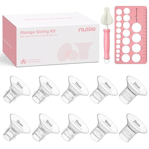 Image of Nuliie 3-in-1 Flange Sizing Kit 13/15/17/19/21mm for 24mm Electric Double Breast Pump Flange/Shield, 10PCS Silicone Flange Inserts to Boost Pumping Efficiency & Comfort, BPA-Free Essential for Moms