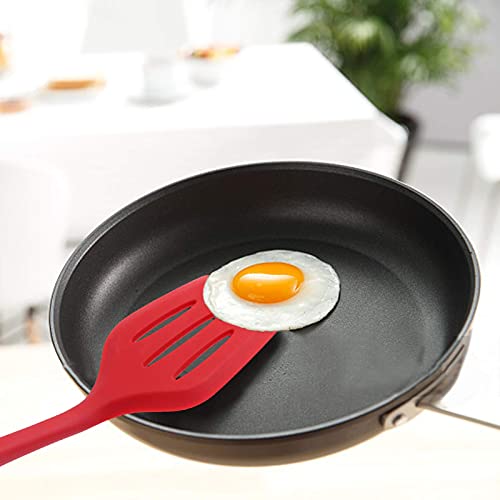 Image of Baskety Silicone Turner Spatula /Slotted Spatula, High Heat Resistant to 480F, Hygienic One Piece Design, Non Stick Rubber Kitchen Utensil for Fish, Eggs, Pancakes, Wok Red Pack of 1