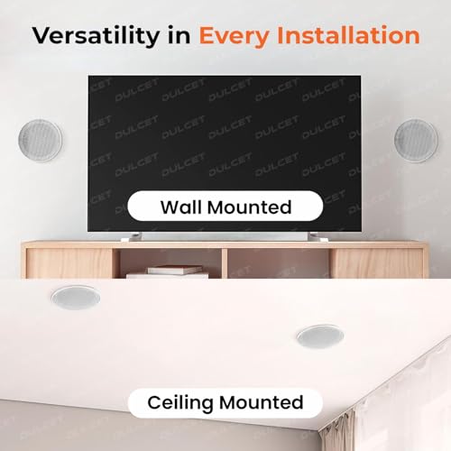Image of Dulcet DC-CS6F-BT White 6.5 inch 10W Full Range Frameless Active Bluetooth Ceiling Speaker with inbuilt Amplifier-Supports Upto 3 Passive Ceiling Speakers (Passive Speakers to be Purchased Separately)