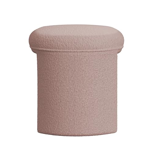 Image of HomePop 24 inch Quinn Modern Ottoman - Pink Boucle