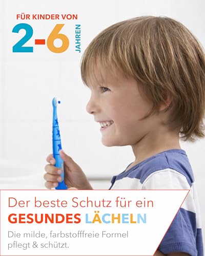 ELMEX Kinder-Zahnpasta, Doppelpack - Zahncreme für Kinder von 2-6 Jahren mit mildem Geschmack, der besondere Kariesschutz für Milchzähne, 2 x 50 ml