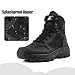LUDEY Lightweight Tactical Military Boots for Men Comfortable Breathable Durable YKK Side Zipper Anti-Slip Police Combat Duty Boots Black 9.5US