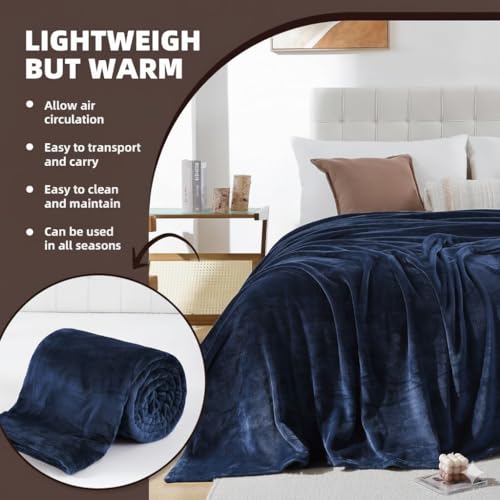 Image of Harleen Blankets, 250 GSM Super Soft Flannel Cozy Blankets for Single Bed, Washable Lightweight Blanket for Couch Sofa Bed Office, Warm Plush Blankets for All Season (60 inchx90 inch) (Blue, Single)