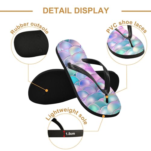 Womens Flip Flops Pink Blue Mermaid ScaleNon-Slip Casual Beach Slippers Rubber Sandals214B27242