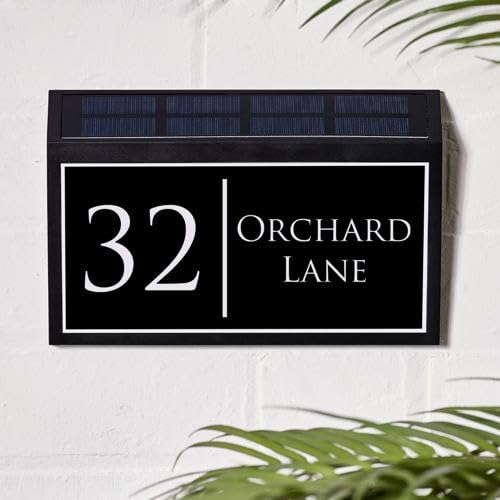 HOUSE SIGNS DIRECT - House Numbers Plaques With Solar Light House Signs Door Number For Wall With Light Name Plaques For Outside