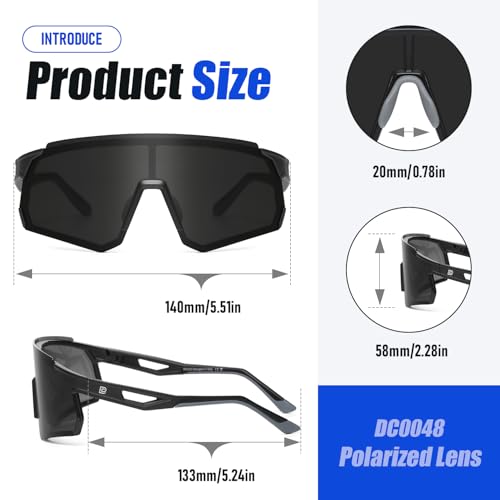 DUCO Polarized Sports Sunglasses for Men and Women Wrap Around Shades for Driving Cycling Baseball and Fishing UV4002