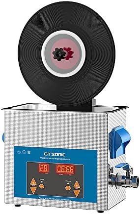 WEWU Rounds LP Vinyl Record Ultrasonic Cleaner with Records Bracket 1-5 Records Per Batch Raising Descending Auto-Drying