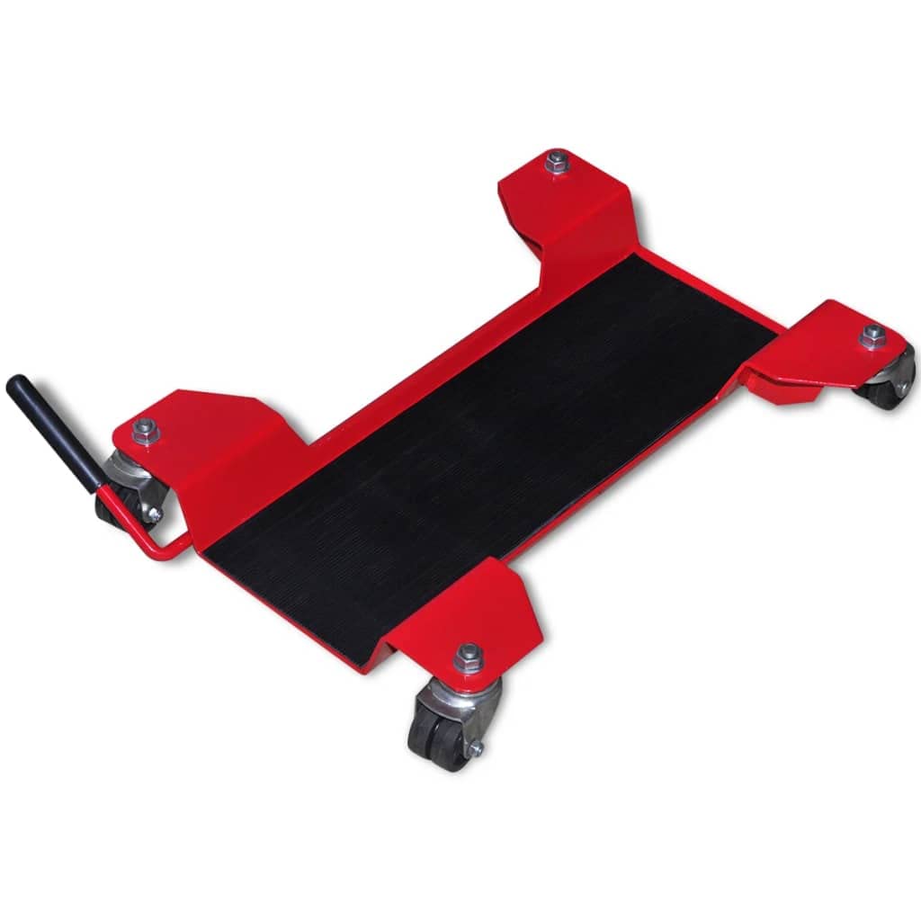 vidaXL Plataforma con Ruedas para Motocicleta Acero Rojo Dolly Soporte Rodante