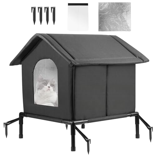 Katzenhaus Für Draußen, Wasserdichter Katzenhaus Outdoor Winterfest Isoliert, Großer Wasserdichter Katzenschutz mit erhöhter Basis und Kissen,...