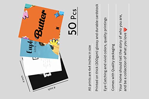 Image of Kpop Album Cover Wall Collage Kit 50 PCS A6 Posters for Wall | BTS Love Yourself Album Prints | Home Decor | Wall Decor Items | Bedroom Decorative Items | Stickers Set