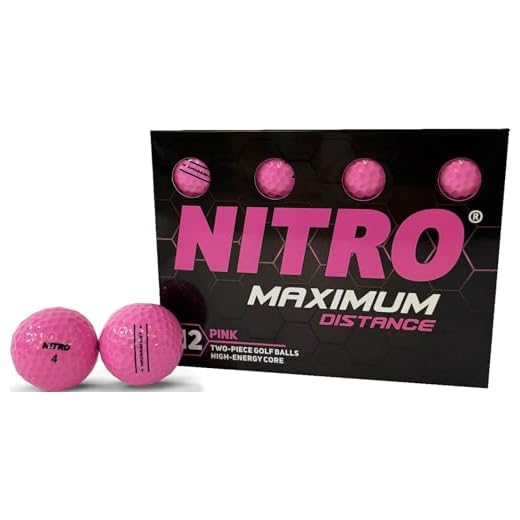 Long Distance Golf Balls (12PK) All Levels-Nitro Maximum Distance Titanium Core 85 Compression High Velocity Spin Control USGA Approved-Total of 12-Hot Pink