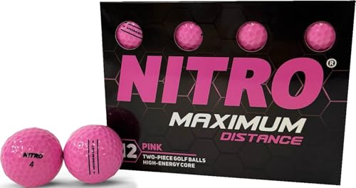 Nitro Maximum Distance Golf Balls- 12 Pack- Bright Pink...