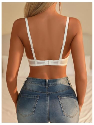 Image of RoseSeek Women's Sheer Lace Underwire Bras Backless Push Up Bra Lingerie