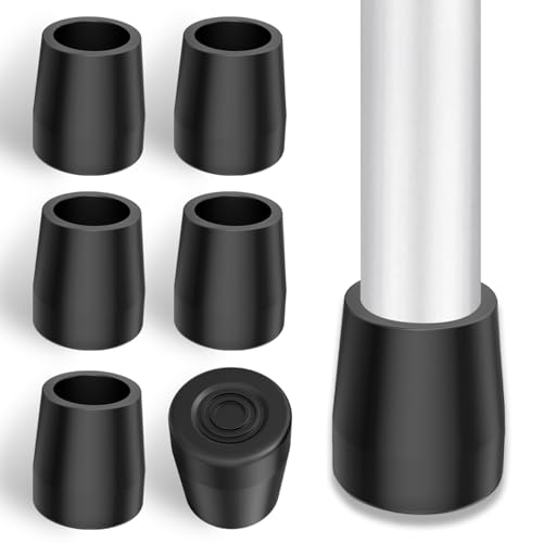 supregear Rubber Walker Tips 1 1/8 inch (6-Pack), Walker Glide with Metal Insert for Enhanced Stability - Fit 1 1/8