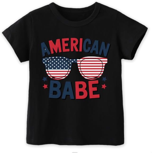 (2-8 Years) Funny 4th of July Shirts for Kids - Boys Girls Patriotic USA Red White and Blue T-Shirt 2-8 Years 5-6 Years Babe