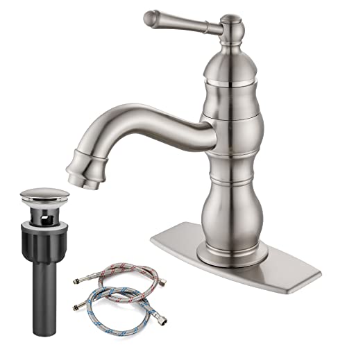 Snapklik.com : Gotonovo Bathroom Sink Faucet Brushed Nickel Long Spout ...