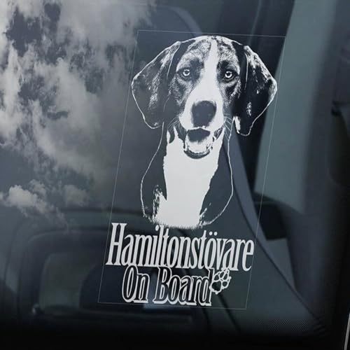Madcolitote Hamiltonstövare Auto-Fensteraufkleber, schwedischer Foxhound Hamilton Hound Hund, Vinyl, gestanzt, lustiger Stoßstangen-Aufkleber, Geschenk für Hunde und Haustiere