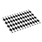 Alfombrilla de secado grande para encimera de cocina, 45,7 x 60,9 cm, absorbente con diamantes blancos y negros, alfombrilla de secado de microfibra con anilla para colgar