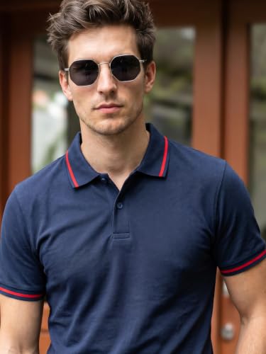 Image of Veirdo Pure Cotton Half Sleeves Regular Fit Plain Solid Classic Polo Colored Collar T-Shirt for Men (Colors: Olive, Maroon, Navy, Black, Green & Orange)
