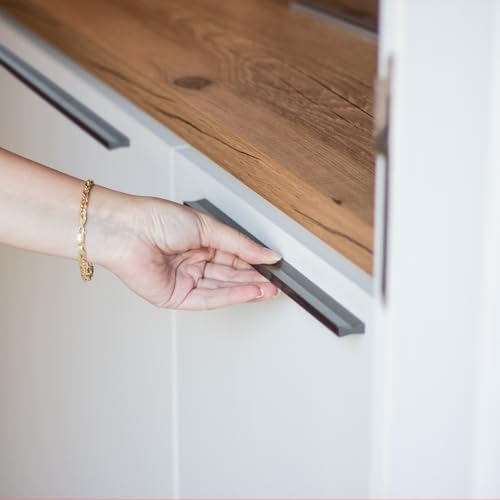 6 Puxador De Guarda Roupa Porta Moveis Alumínio Slim Asa 160mm (Cinza Titanium)