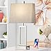 Rinweey Touch Control Table Lamps Set of 2, Modern Silver Bedside Lamps with USB A+C Ports & AC Outlet, 3 Way Dimmable Contemporary Nightstand Lamps for Bedroom Living Room(LED Bulb Included)