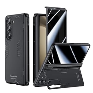 for Samsung Galaxy Z-Fold-5 Case：Slim Hinge Kickstand with Privacy Screen Protector & S Pen Holder | Soft Protective Cover for Z Fold 5 5G 2023 Black