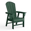 Costaelm Outdoor Adirondack Chair, HDPE Patio Balcony Chairs, Portside Seashell Nautical Curveback Adirondack Chair and Fire Pit Chairs, Dark Green