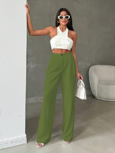 Image of Toochki Trousers for Woman Pants Women's Formal Office Korean | Black Track Pant | Straight | Cotton Spandex Stretchable Trouser | High-Waisted Bottom Wear