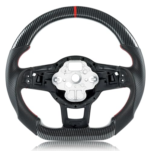 VOONKE Hydro-Dip Carbon Fiber Steering Wheel D-shaped Nappa Perforated