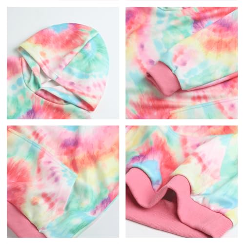 Image of WELAKEN Girls and Toddlers' Pullover Hoodie Sweatshirt,Tie-Dye Print,8Y