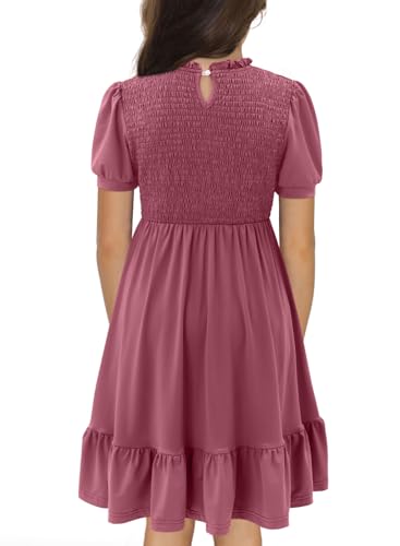 storeofbaby Girls Casual Dress Summer Puff Short Sleeve Smocked Ruffle Dresses3