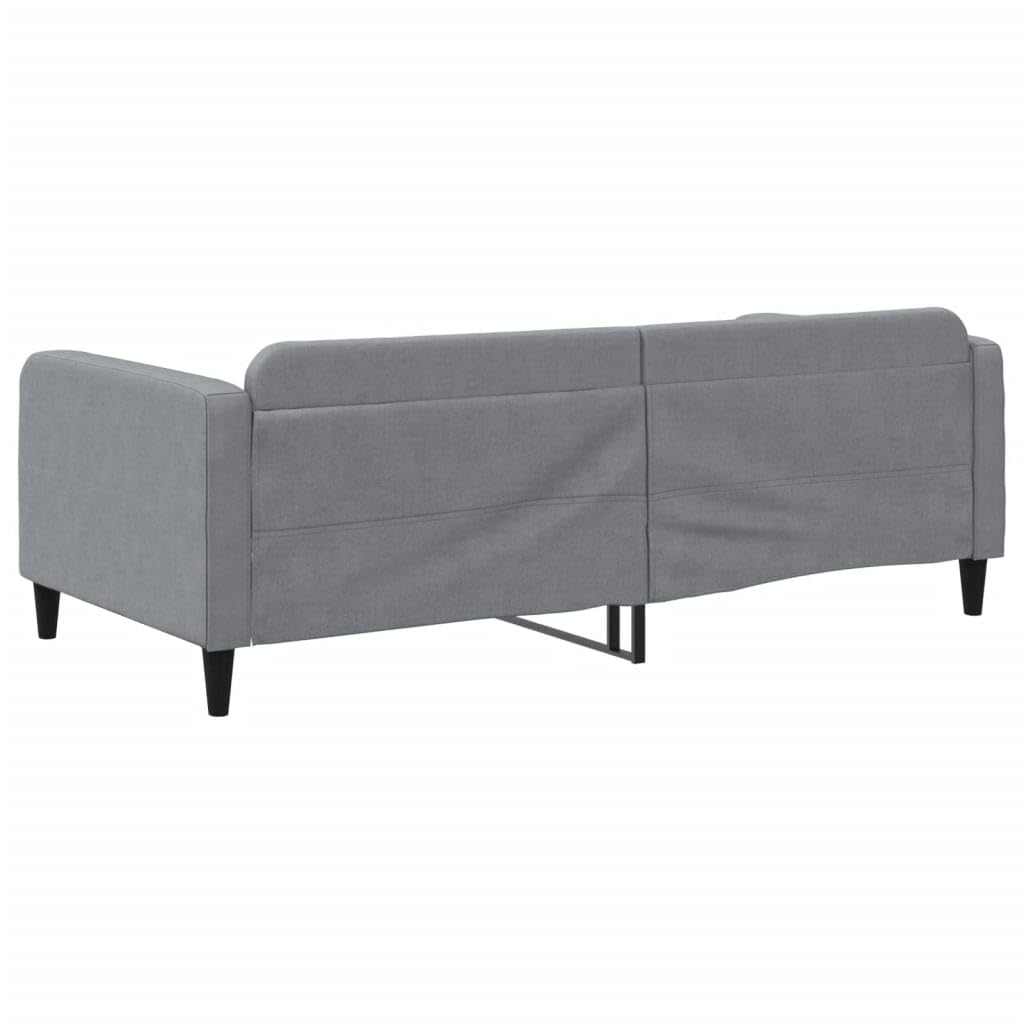 Tagesbett 100x200 cm Hellgrau Stoff Schlafsofa mit Metall Massivholzgestell 2in1 für Gäste Schlafzimmer Wohnzimmer