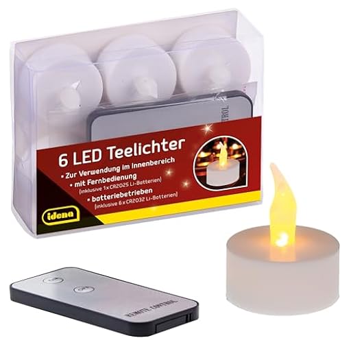 Idena 38204 - Velas de té eléctricas LED, 6 unidades, con luz parpadeante y mando a distancia, incluidas las pilas, decoración para bodas, fiestas, Navidad, Pascua, como iluminación ambiental | Ya disponible en tu tienda friki favorita! En mundofriki.es!