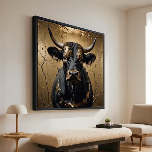 Impression sur toile taureau noir décorative pour mur de bureau moderne - 2