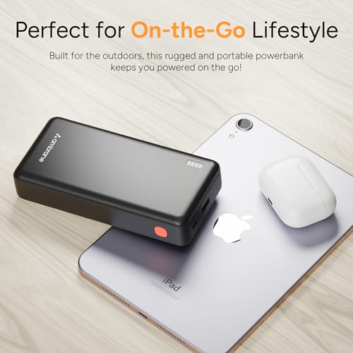 Image of Ambrane 20000mAh Power Bank with 22.5W Fast Charging | 3 Output Ports | Type-C & USB Input | Compact Portable Charger for iPhone, Android Mobile Phone, Tablets, Earbuds, Speakers,smartwatch