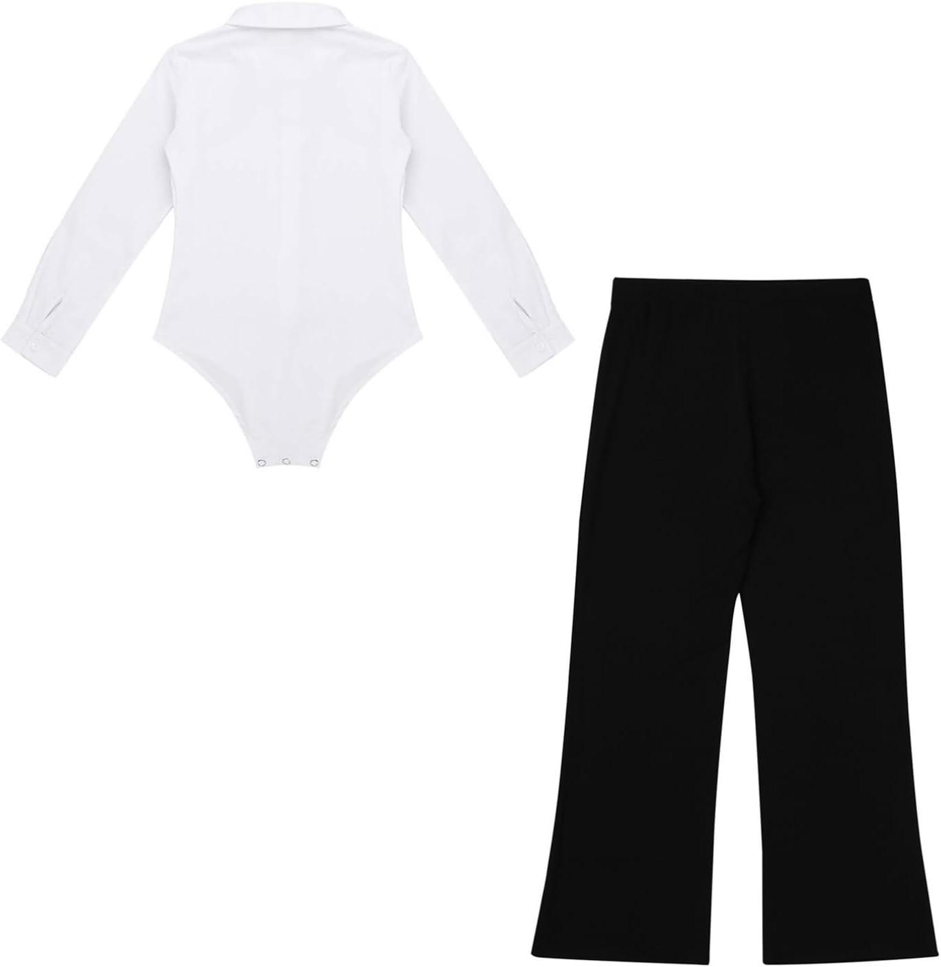 Agoky Kids Boys Latin Dance Slim Bodysuit Salsa Tango Dance Leotard Long Sleeve Stretchy Lapel Shirt and Pants