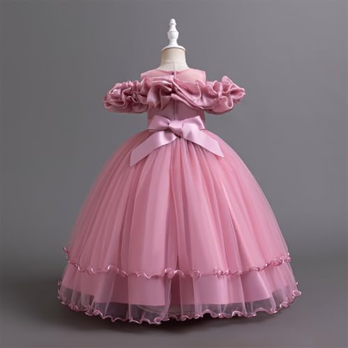 Flower Girl's Long Dress Kids Lace Princess Puff Dress Wedding Birthday Party Dress 33904