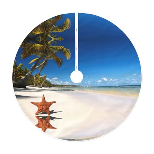 Coconut Palm Beach - Falda de árbol de Navidad de 30 pulgadas, 36 pulgadas y 48 pulgadas, tapete grande de decoración de Navidad para decoración de fiestas, interiores y exteriores
