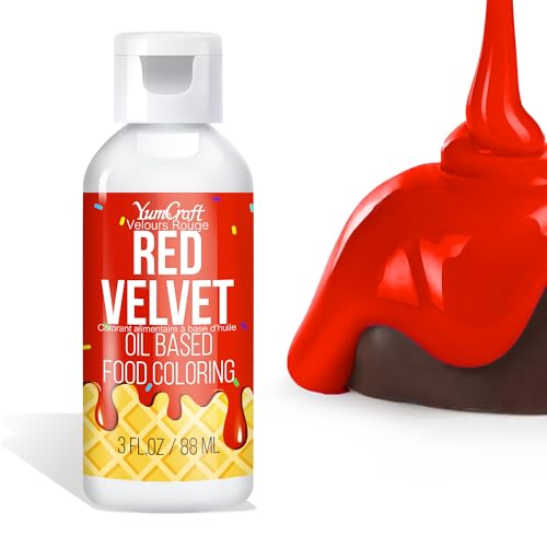 Oil Based Food Coloring for Chocolate - Vibrant Color Food Coloring for Chocolate, Candy Melts, Buttercream, Frosting - Fat Soluble Food Color Dye for Baking, Fondant (Red velvet, 3 fl.oz)