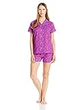 Bottoms Out Women's Semi Sheer Woven Short Sleeve and Short Sleep Set