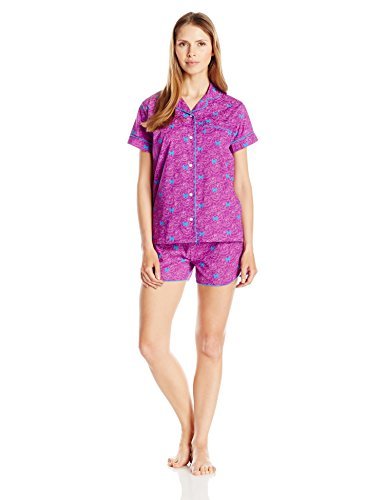 Bottoms Out Women's Semi Sheer Woven Sleeve & Short Sleep Set