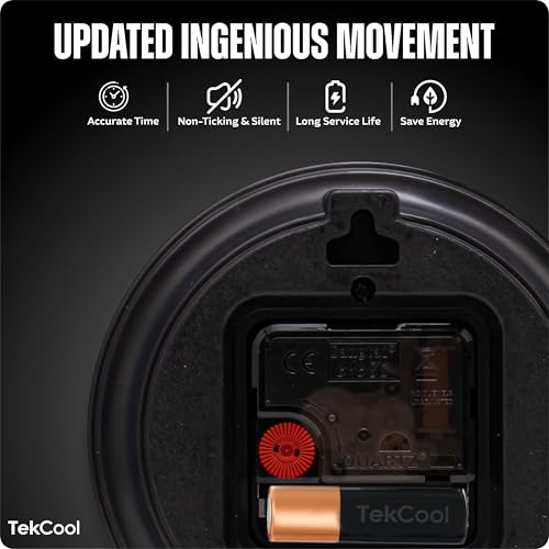 Image of TEKCOOL Plastic Analogue Wall Clock 12 inch Silent Quartz Decorative Wall Clock Non-Ticking Classic Clock Battery Operated Round Easy to Read for Room /Home /Kitchen /Bedroom /Office /School.Blue.'